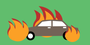 Ilustrasi Mobil Terbakar.