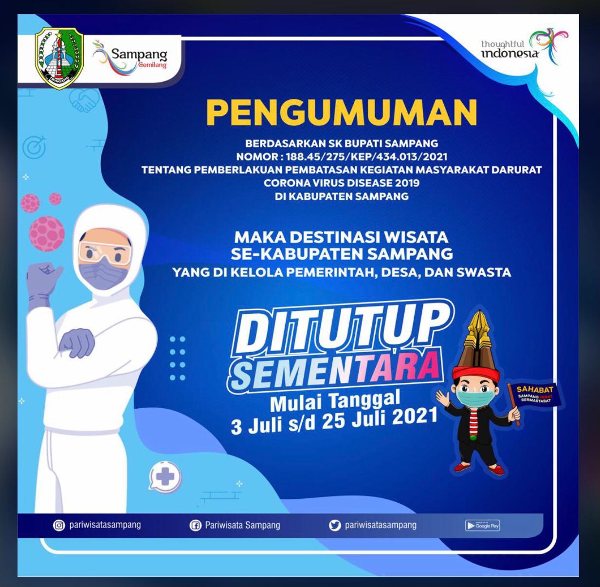 Objek Wisata Sampang Tutup Selama PPKM Darurat 1 Objek Wisata Sampang Tutup Selama PPKM Darurat