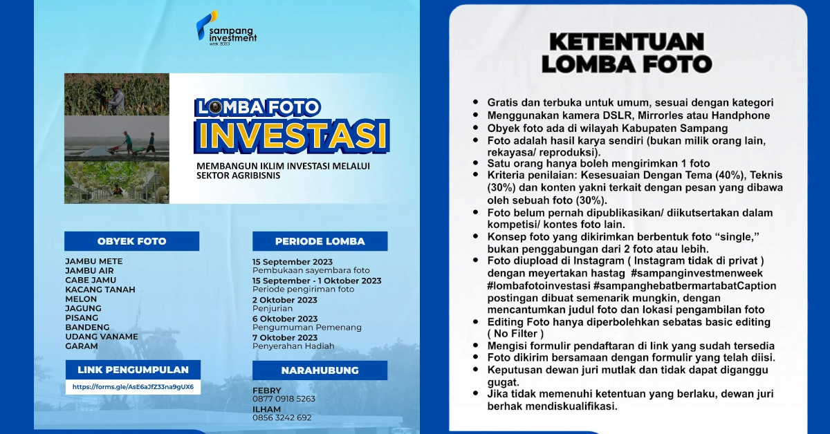 Sampang Investment Week 2023: Lomba Foto Investasi dengan Tema Agribisnis 1 Poster Lomba Foto Investasi